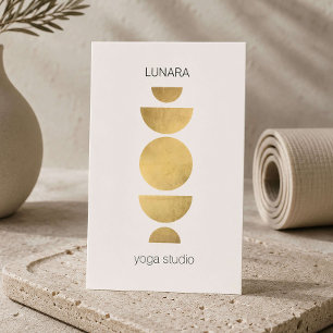 Tarjeta De Visita Estudio de Yoga Geométrico Mínimo Marfil