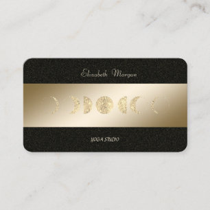 Tarjeta De Visita Estudio de Yoga Gold Moons Gold Black