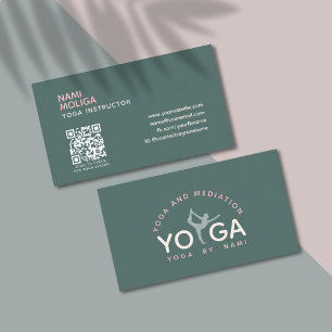 Tarjeta De Visita Estudio de yoga sencillo, verde y verde minimalist