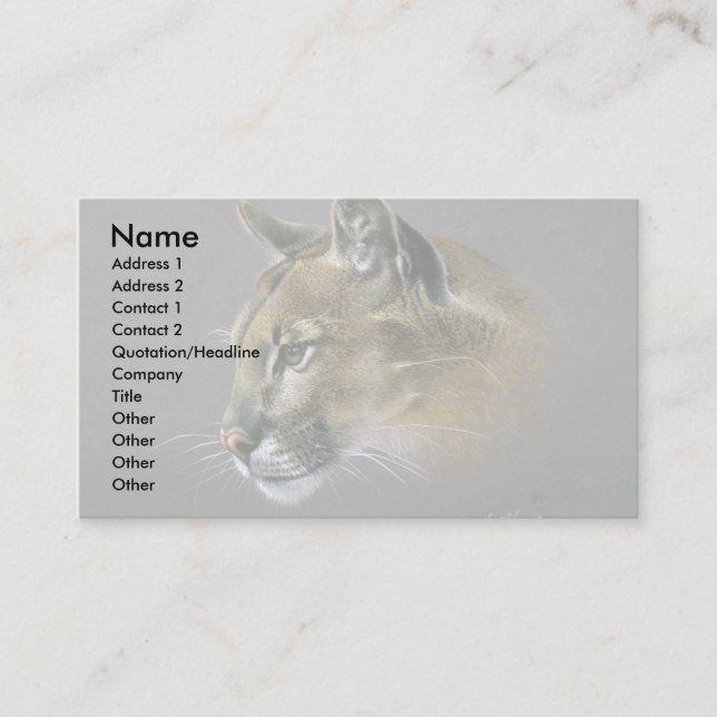 Tarjeta De Visita Estudio del puma (Anverso)