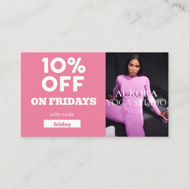 Tarjeta De Visita Estudio especial de yoga del código de descuento d (Anverso)