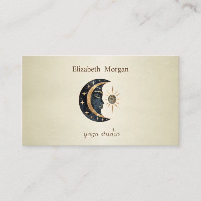 Tarjeta De Visita Estudio profesional del yoga Sun Moon (Anverso)