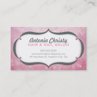 Tarjeta De Visita Etéreo WHIMSICAL bokeal marco elegante rosa gris
