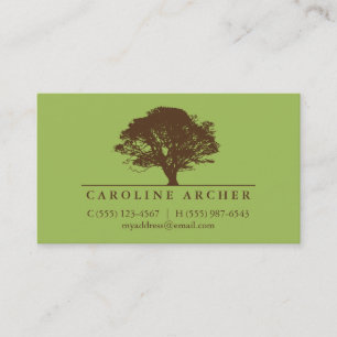 Tarjeta De Visita Eterno árbol de roble verde estilo elegante natura