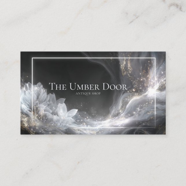 Tarjeta De Visita Ethereal Crystal Flower Gold Dust Black (Anverso)