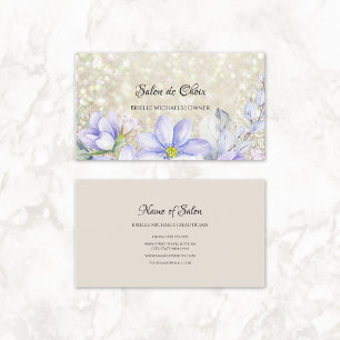 Tarjeta De Visita Ethereal Lavender Floral Luxury Purpurina Salon