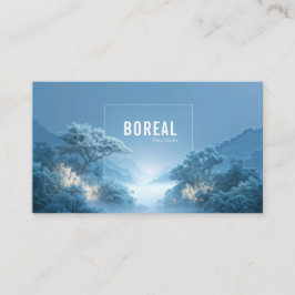 Tarjeta De Visita Ethereal Snowy Forest Mountain Valley Clean Frame