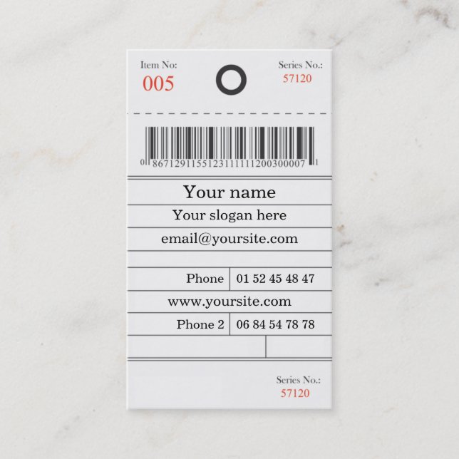 Tarjeta de visita etiqueta (Anverso)