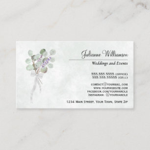 Tarjeta De Visita Eucalipto y Lavanda Simple Elegante