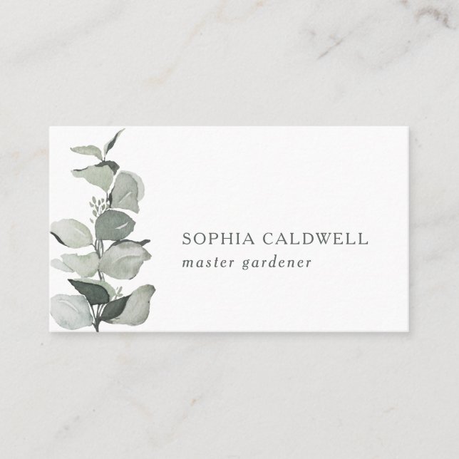 Tarjeta De Visita Eucalyptus Botánico Minimalista (Anverso)