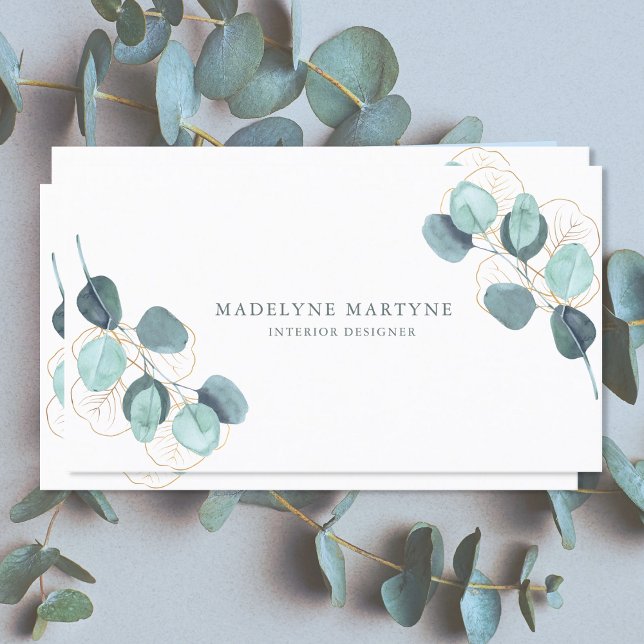 Tarjeta De Visita Eucalyptus deja un elegante botánico moderno (Subido por el creador)