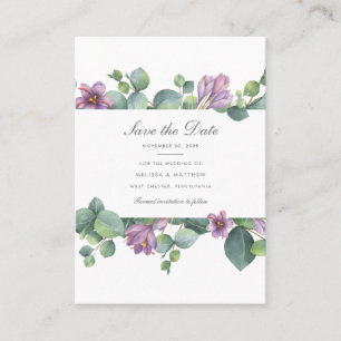 Tarjeta De Visita Eucalyptus Floral Modern Save The Date Card