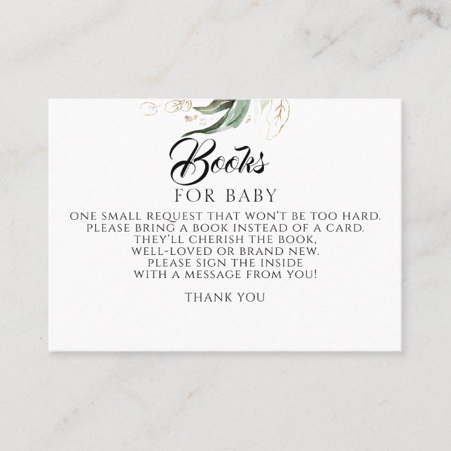 Tarjeta De Visita Eucalyptus Gold Greenereneration Baby Books Solici (Anverso)