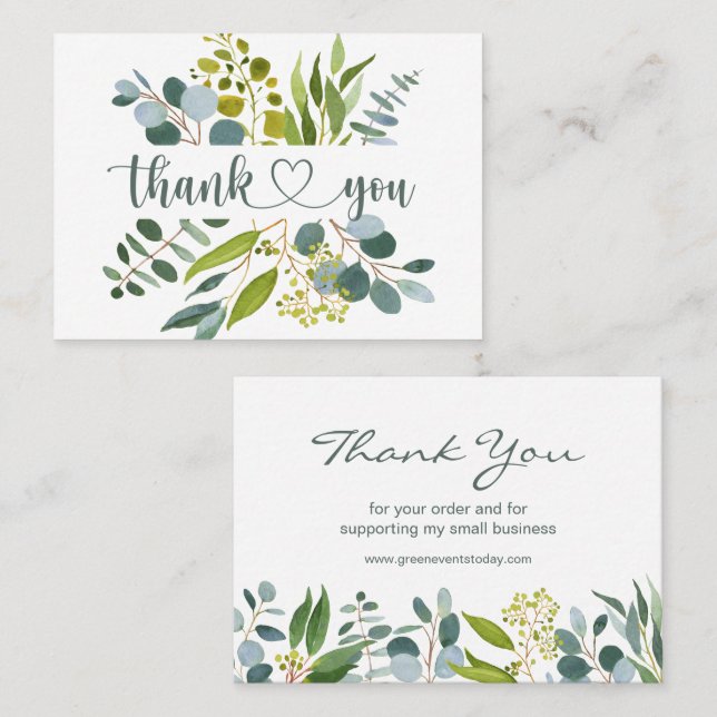 Tarjeta De Visita Eucalyptus Greenery Gracias (Anverso / Reverso)