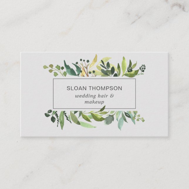 Tarjeta De Visita Eucalyptus Greenery Watercolor Gris (Anverso)