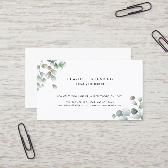 Tarjeta De Visita Eucalyptus moderno (Anverso/Reverso In Situ)