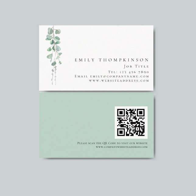Tarjeta De Visita Eucalyptus moderno Código QR Cualquier profesión (Subido por el creador)
