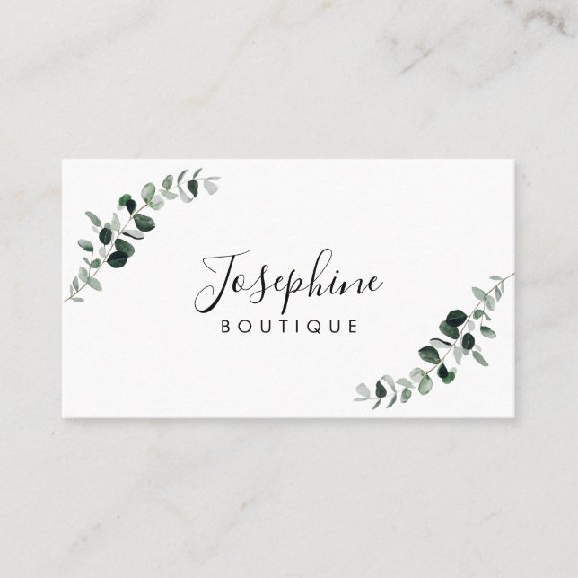 Tarjeta De Visita Eucalyptus Simple Elegante Diseñador Joyero (Anverso)