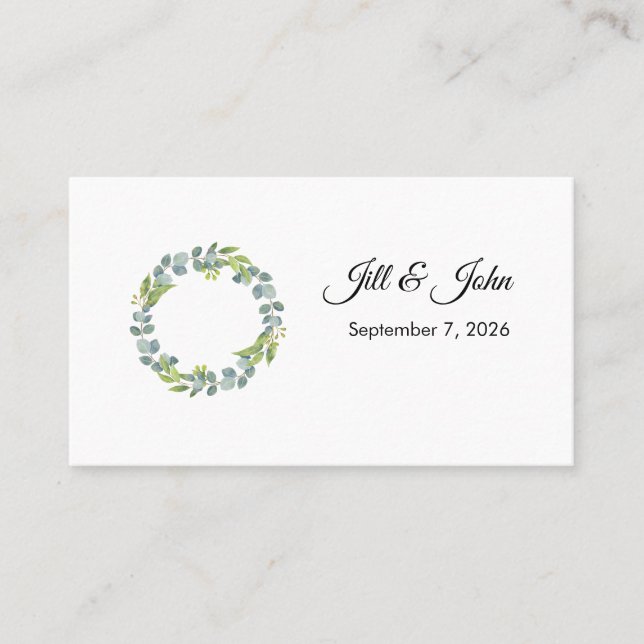 Tarjeta De Visita Eucalyptus Wreath Landscape Wedding Guest Book (Anverso)