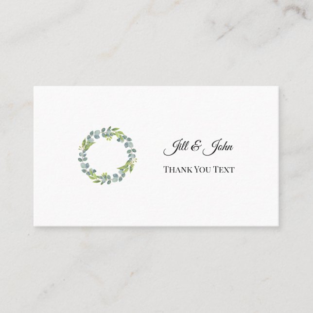 Tarjeta De Visita Eucalyptus Wreath Wedding Thank You Card (Anverso)