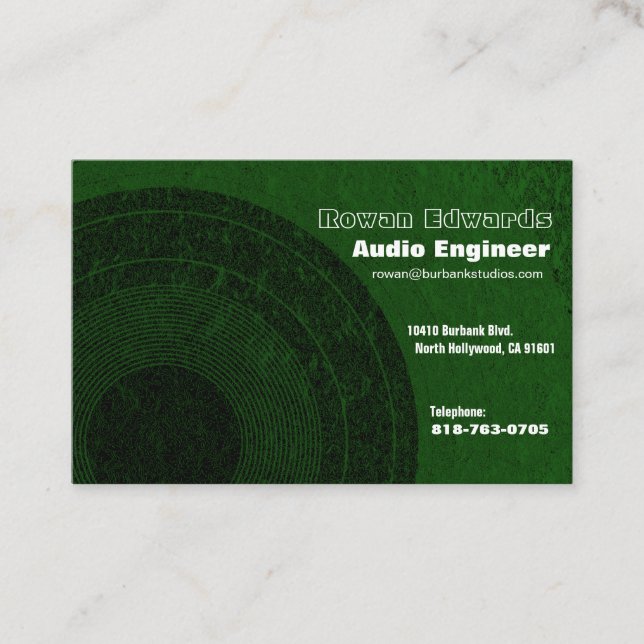Tarjeta de visita Euro de Ingeniero de Audio (Anverso)