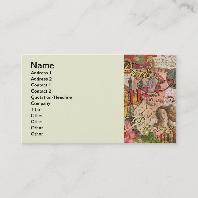 Tarjeta De Visita Europa Viaja Viajes Viajes Viajes Europa París Fra (Anverso)