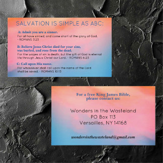 Tarjeta De Visita Evangelismo Cristiano ABC de Salvación Evangelio K