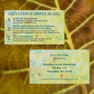 Tarjeta De Visita Evangelismo Cristiano Salvación ABC Evangelio KJV
