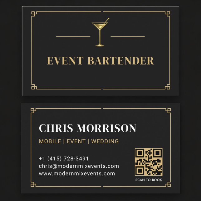 Tarjeta De Visita Event Bartender QR Code Professional (Subido por el creador)