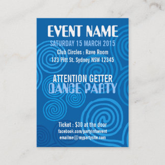 Tarjeta De Visita EVENT FIESTA Blue Swirls Mini Flyers