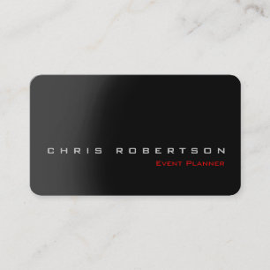 Tarjeta De Visita Event Planner Black Gray Red Stylish Business Card