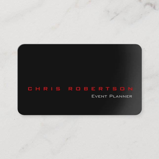 Tarjeta De Visita Event Planner Black Gray Red Trendy Business Card (Anverso)