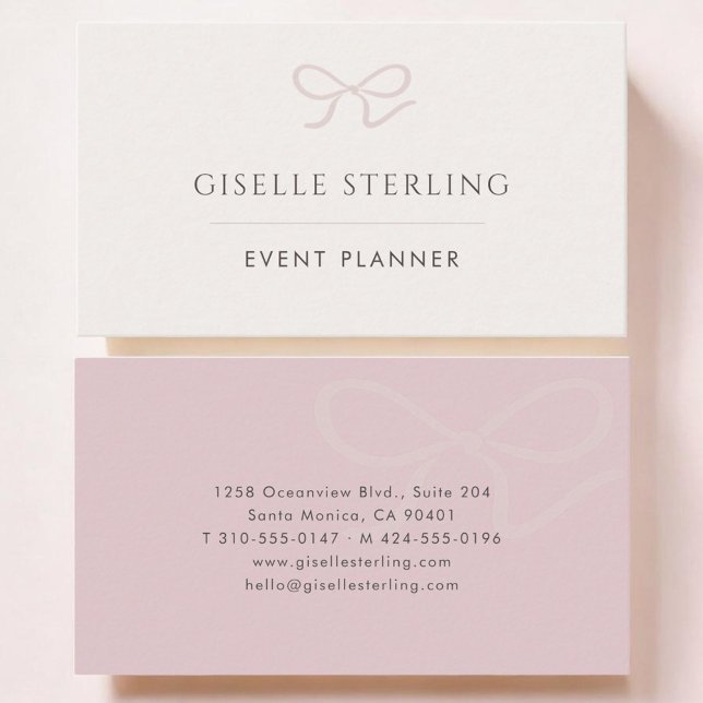 Tarjeta De Visita Event Planner Pink Bow (Subido por el creador)