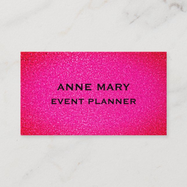 Tarjeta De Visita Event Wedding Planner Pink Purple Glitter Girly (Anverso)