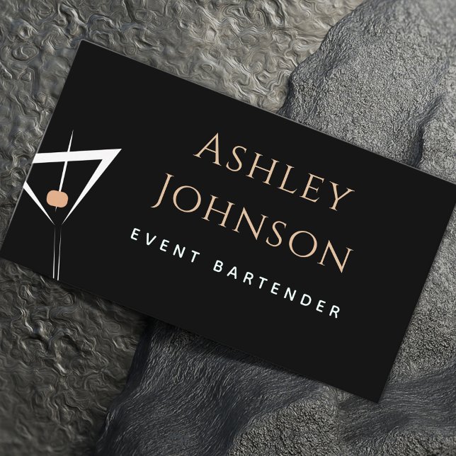 Tarjeta De Visita Evento Bartender Bebida simple Elegante medios soc (Subido por el creador)