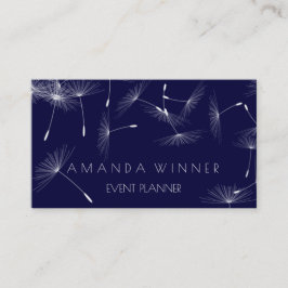 Tarjeta De Visita Evento blanco de la Marina Azul Dandelion Confetti