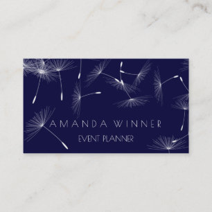 Tarjeta De Visita Evento blanco de la Marina Azul Dandelion Confetti