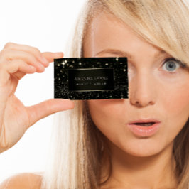 Tarjeta De Visita Evento de artista de maquillaje Marco negro Spark 