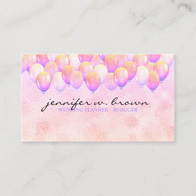 Tarjeta De Visita Evento de fiesta de cumpleaños del Boda Purpurina  (Anverso)