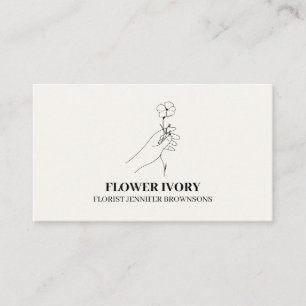 Tarjeta De Visita Evento Floral Femenino Marfil Beige