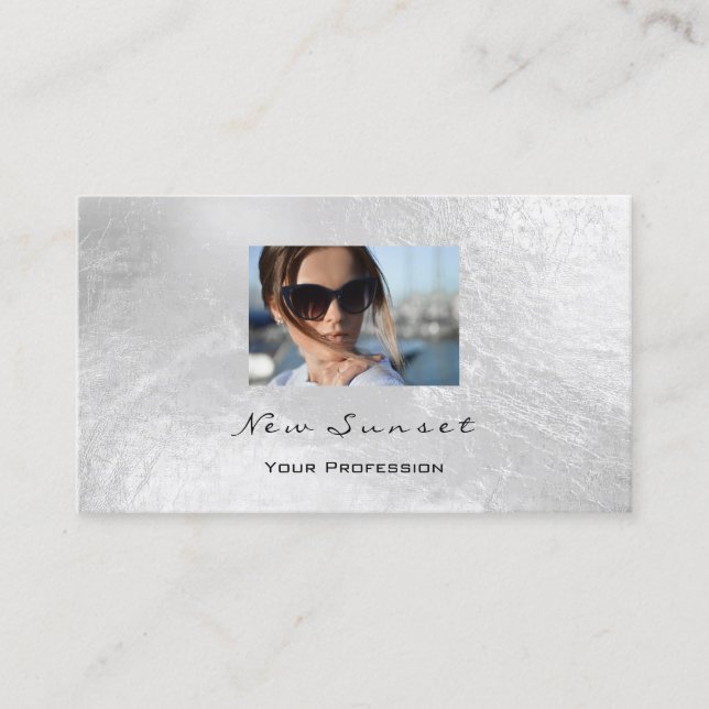 Tarjeta De Visita Evento fotográfico maquillaje Artista Cuero Gris P (Anverso)