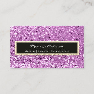 Tarjeta De Visita Evento profesional Eyelash Purpurina Gold Black Pu