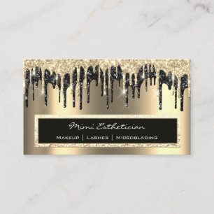 Tarjeta De Visita Evento profesional Eyelash Sepia Dorado Black Drin