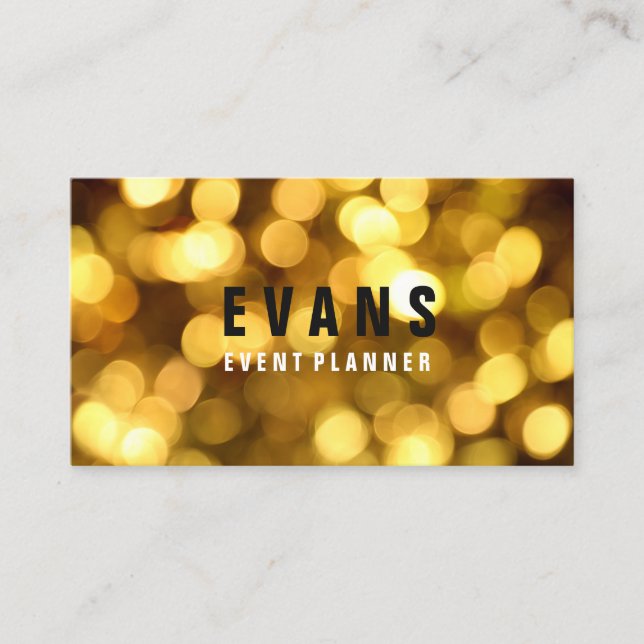 Tarjeta De Visita Evento Puntos Amarillos Modernos Confetti Luces Es (Anverso)