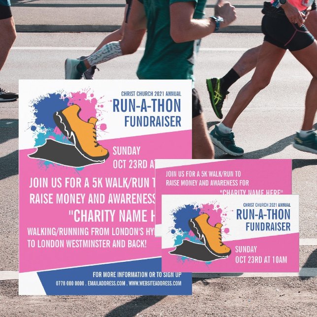 Tarjeta De Visita Evento Run Shoe, Charity Run-Walk-a-Thon (Subido por el creador)