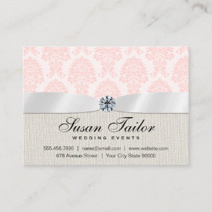 Tarjeta De Visita Eventos Clásicos   Lujoso   Damask Rosa