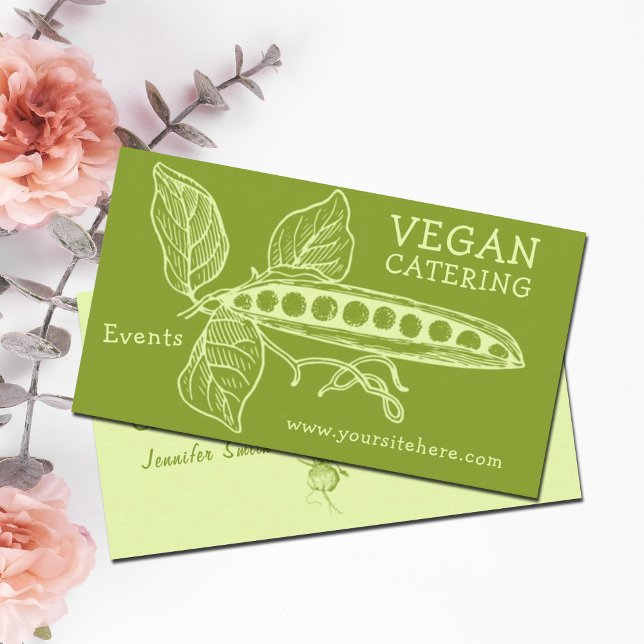 Tarjeta De Visita Eventos de restauración vegana (Personalizable) (Subido por el creador)