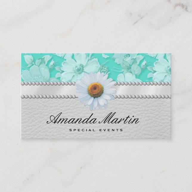 Tarjeta De Visita Eventos especiales Clásica Flora Verde (Anverso)