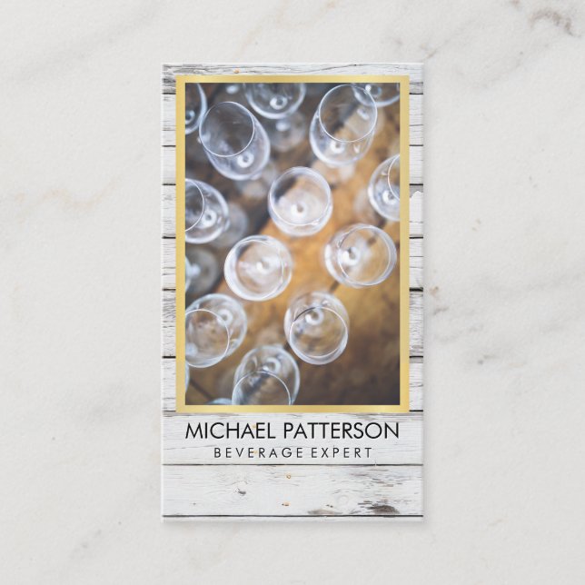 Tarjeta De Visita Eventos / Madera Rusa / Glasgos de Vino (Anverso)