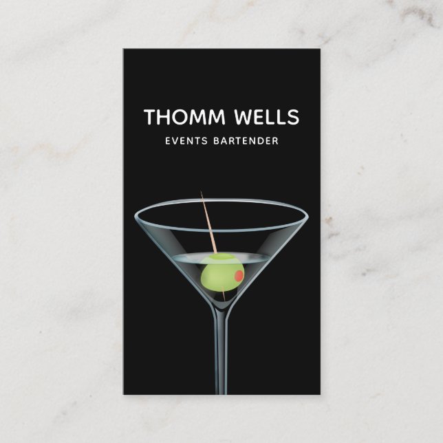 Tarjeta De Visita Events Bartender Martini Business Card (Anverso)
